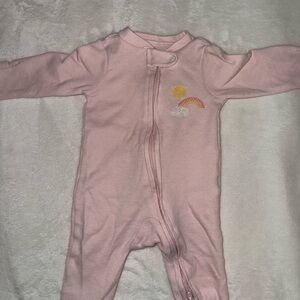 Carter's Pink Footie with Rainbow Embroidery